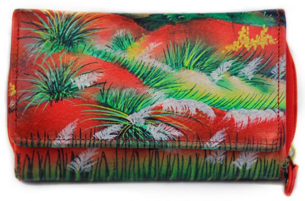 Red Grass Hand painted Wallet