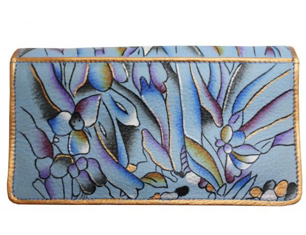 Blue Abstract Hand Painted Wallet - Image 2