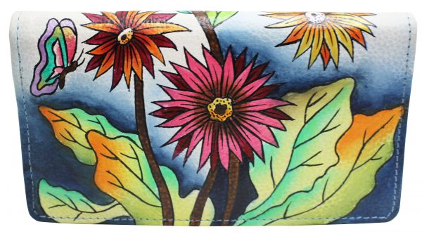 Colorful Daisies Hand Painted Wallet