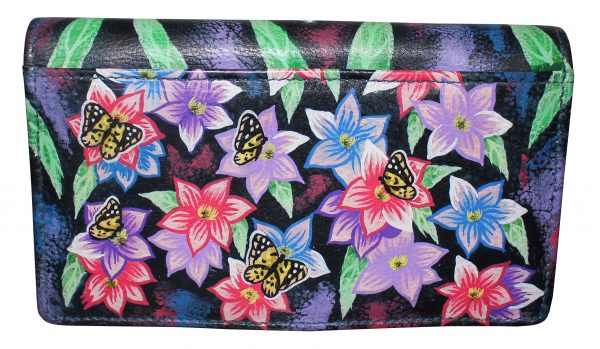 Black Flower/Butterfly Hand Painted Wallet - Image 2