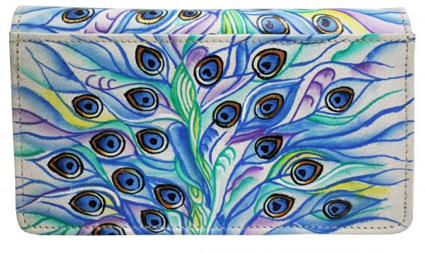 Peacock Feather Hand Painted Wallet - Image 2