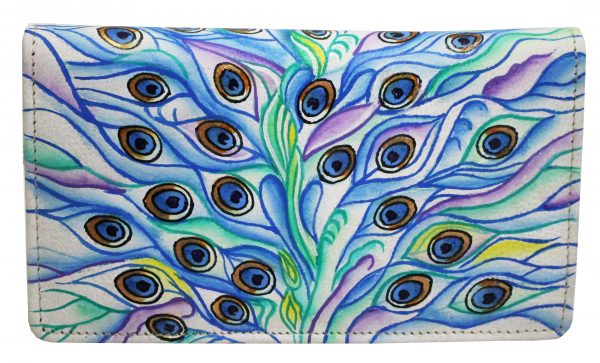 Peacock Feather Hand Painted Wallet