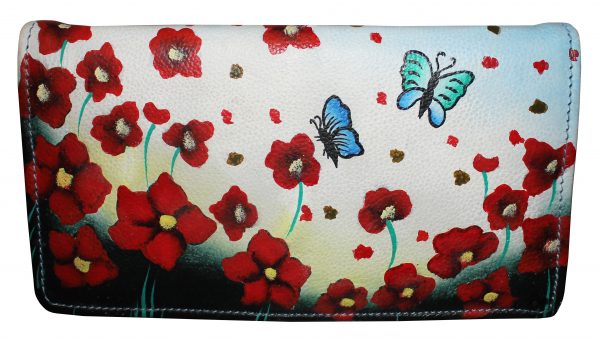 Red Poppy Hand Painted Wallet