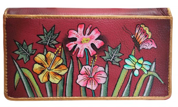 Red Flowers Hand Painted Wallet - Image 2