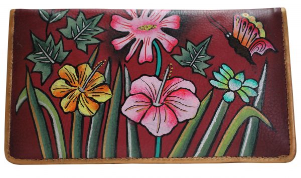 Red Flowers Hand Painted Wallet