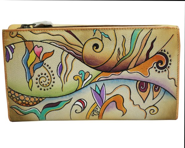 Tan Abstract Hand Painted Wallet - Image 2