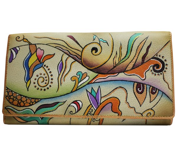 Tan Abstract Hand Painted Wallet