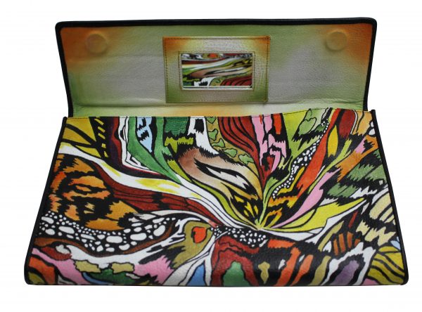 Black Abstract Hand Painted Clutch - Image 4