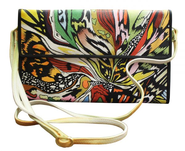 Black Abstract Hand Painted Clutch