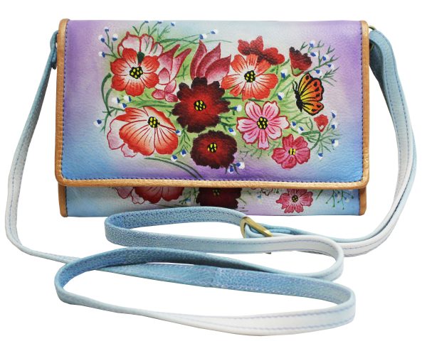 Pink/Red Flowers Hand Painted Clutch