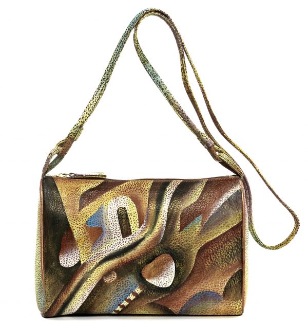 Brown Abstract Hand Painted Shoulder Bag