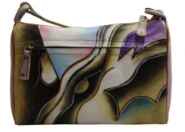 Lavender Abstract Hand Painted Shoulder Bag - Image 2