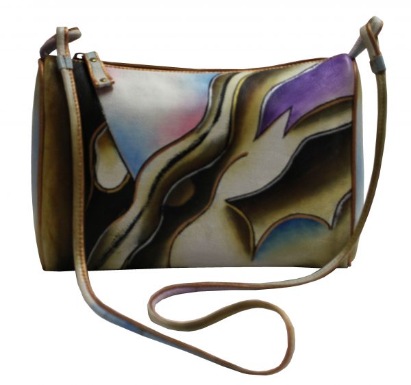 Lavender Abstract Hand Painted Shoulder Bag