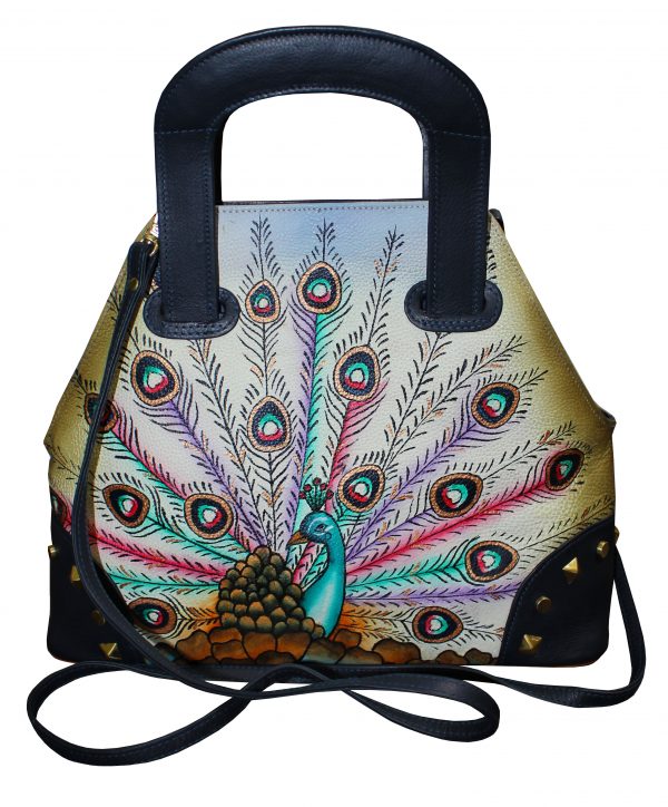 Peacock Hand Painted Hand Bag