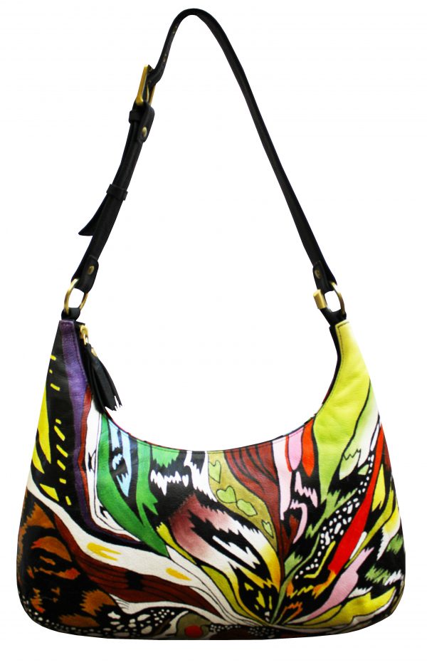 Black Abstract Hand Painted Shoulder Bag