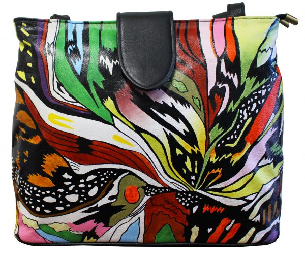 Black Abstract Hand Painted Tote Bag