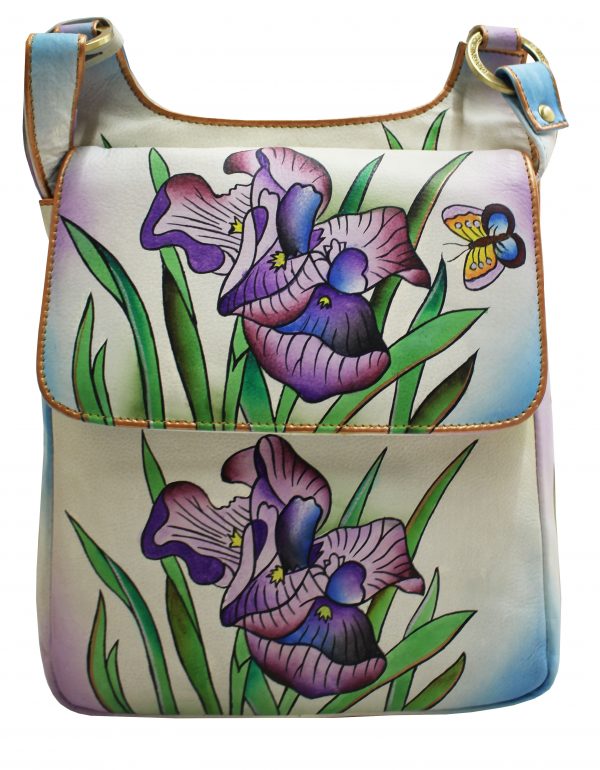 Iris Hand painted Cross-body Mail Bag