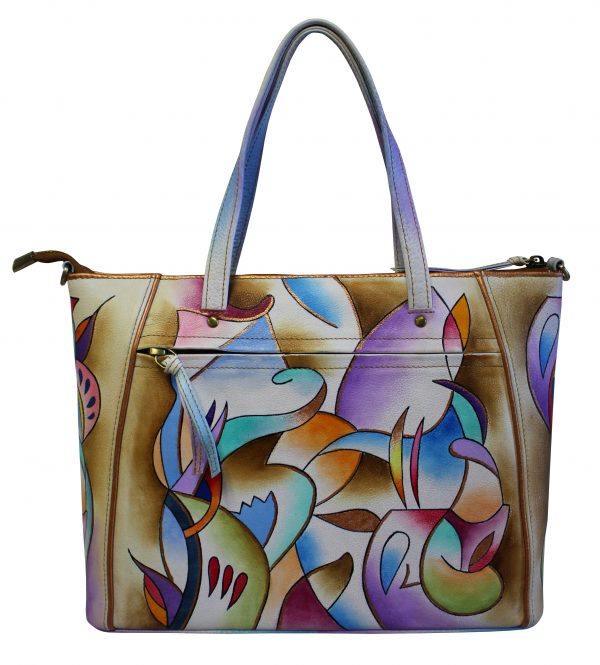 New Abstract Hand Painted Medium Hobo Shoulder Bag - Image 2