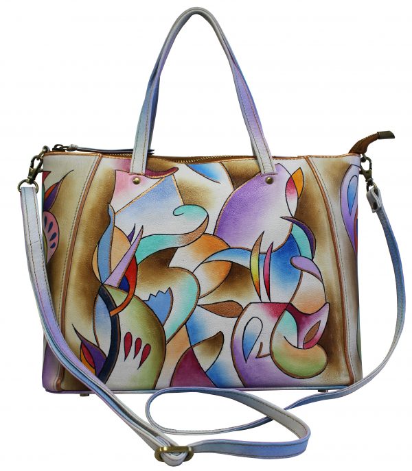 New Abstract Hand Painted Medium Hobo Shoulder Bag