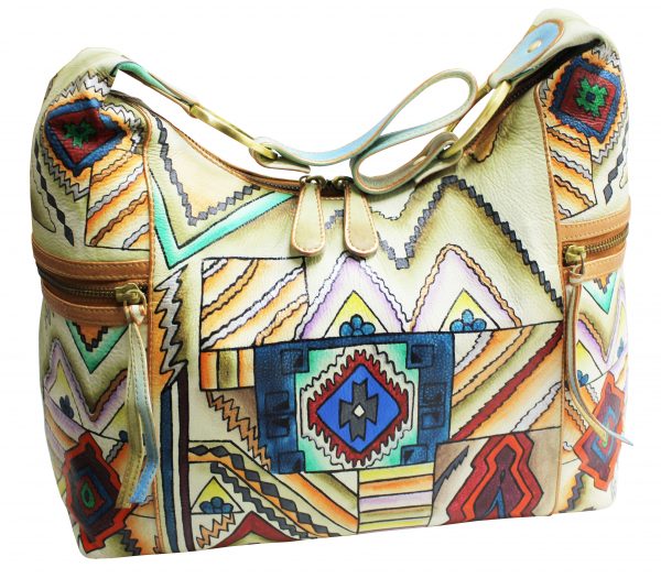 Southwest Hand Painted Hobo Shoulder Bag - Image 2