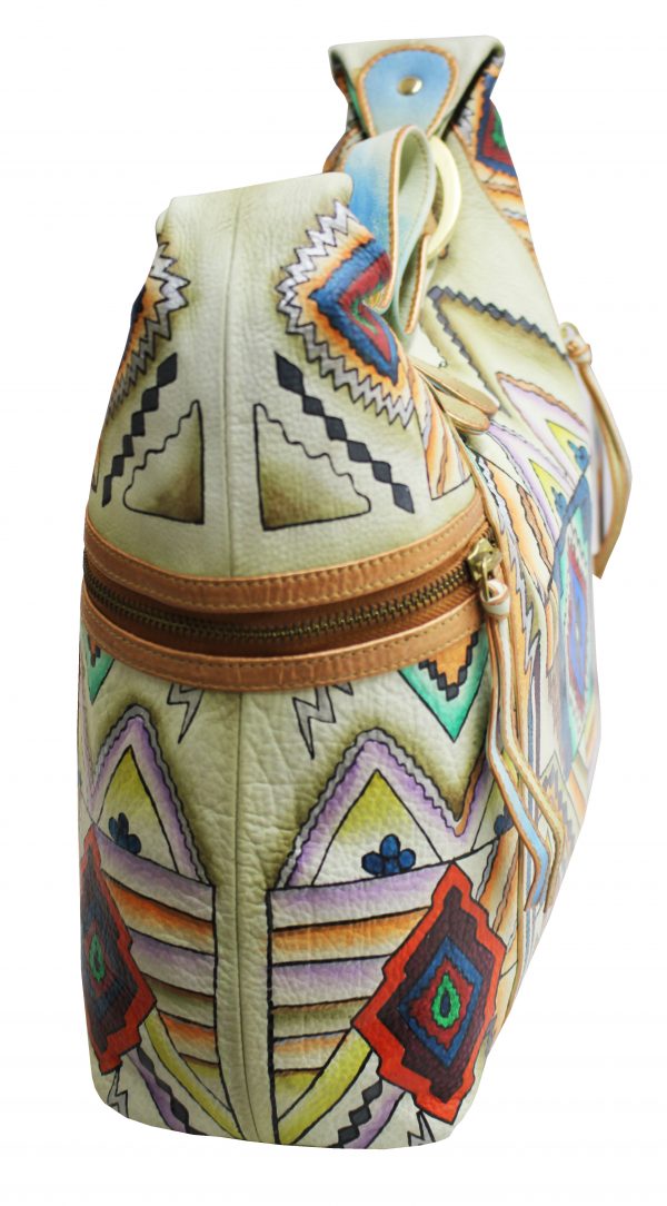 Southwest Hand Painted Hobo Shoulder Bag - Image 3