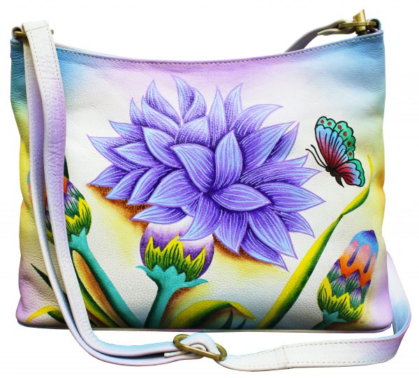 Dahlia Hand Painted Medium Shoulder Bag