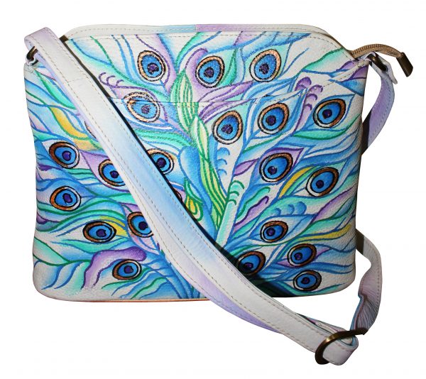 Peacock Feather Hand Painted Cross-body Shoulder Bag