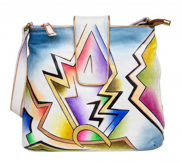 Lightening Bolt Hand Painted Shoulder Bag