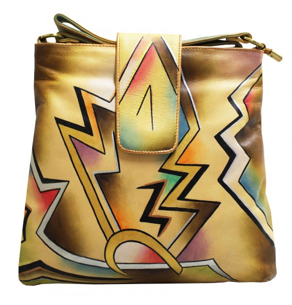 Lightening Bolt Hand Painted Shoulder Bag