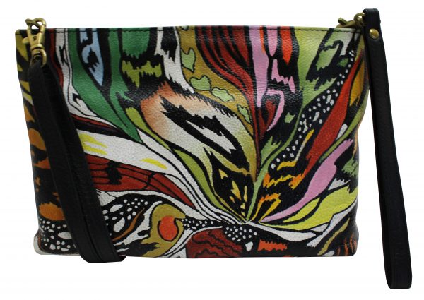 Black Abstract Hand Painted Cross-body Shoulder Bag