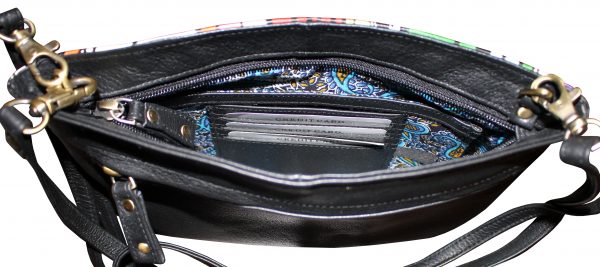 Black Abstract Hand Painted Cross-body Shoulder Bag - Image 3