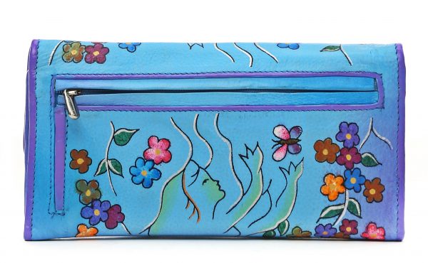 Blue Spring Flowers Hand Painted Wallet - Image 2