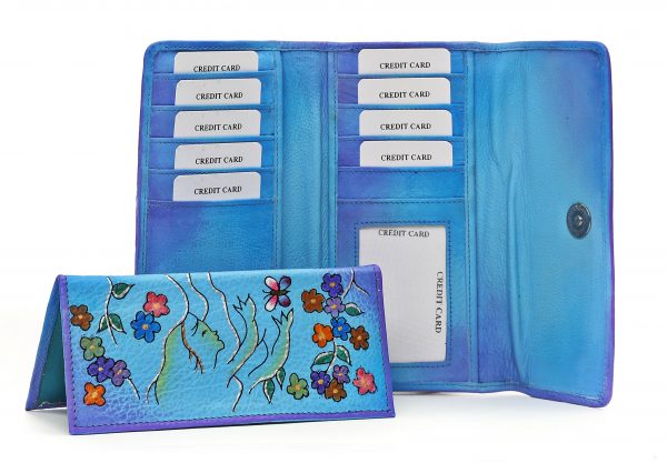 Blue Spring Flowers Hand Painted Wallet - Image 3