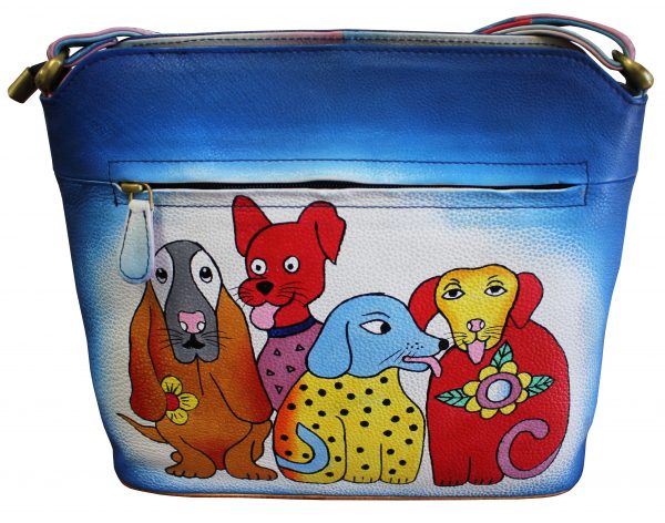 Animated Dogs Hand Painted Shoulder Bag - Image 2