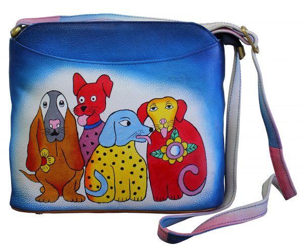 Animated Dogs Hand Painted Shoulder Bag