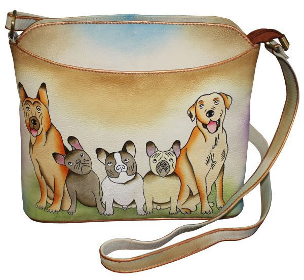 Five Dogs Hand Painted Shoulder Bag