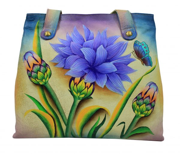 Dahlia Lavender Hand Painted Shoulder Bag