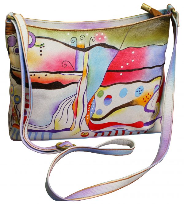 Bubbles Hand Painted Medium Hobo Bag