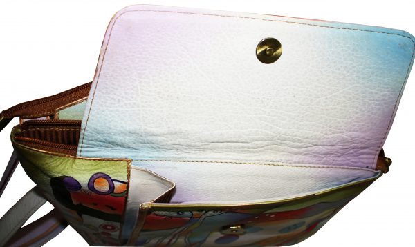 Colorful Bubbles Hand Painted Cross-body  Mail Bag - Image 3