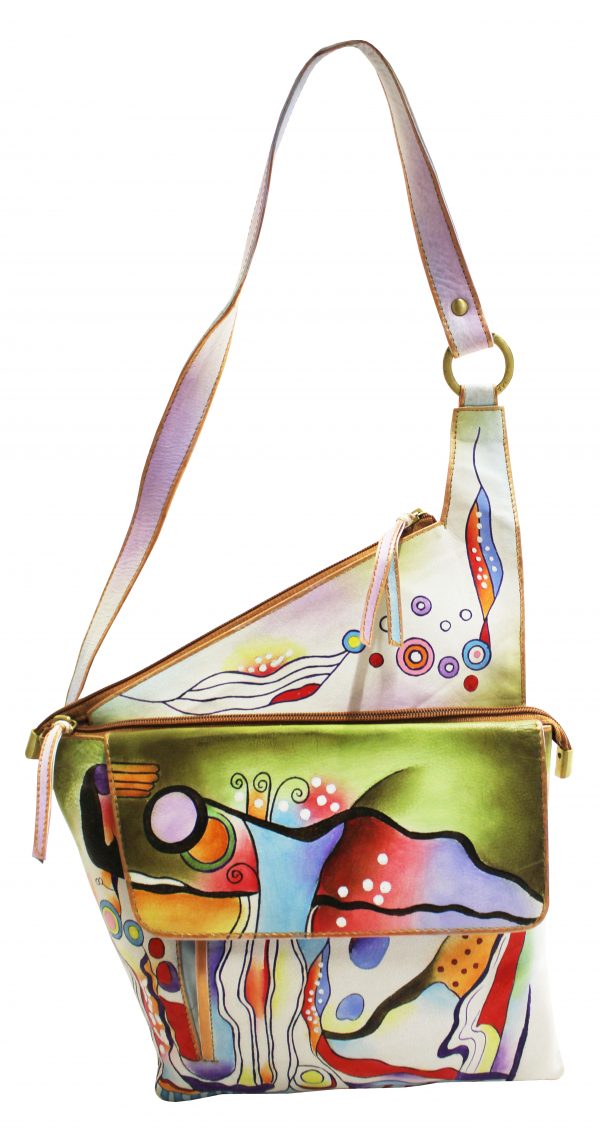 Colorful Bubbles Hand Painted Cross-body  Mail Bag