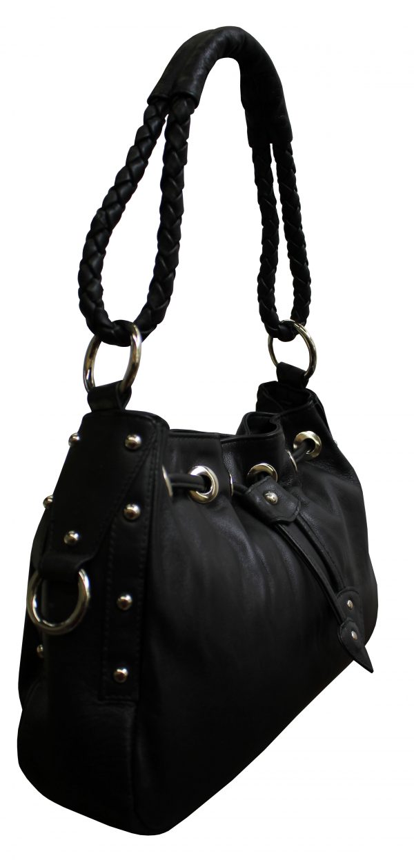 All Leather Drawstring Shoulder Bag - Image 3