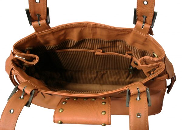 All Leather Hand Bag with Studs - Image 6