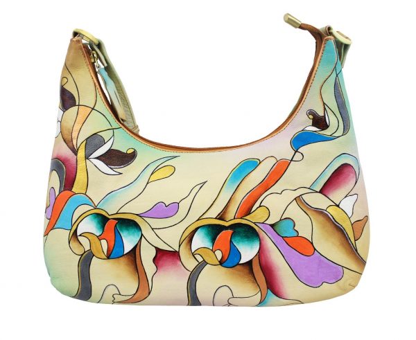 Green/Gold Abstract Hand Painted Shoulder Bag