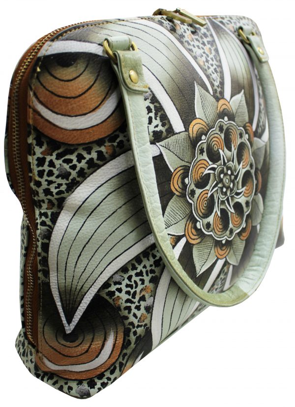 Zentangle Hand Painted Shoulder Bag - Image 4