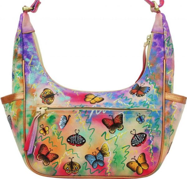 Butterfly Hobo Hand Painted Shoulder Bag - Image 2