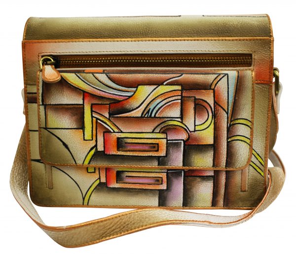 Geometrical Hand Painted Large Cross-body Organizer Bag - Image 2