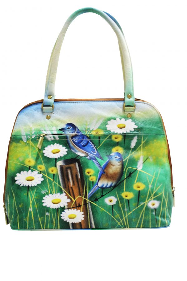 Love Birds Hand Painted Satchel Bag - Image 2