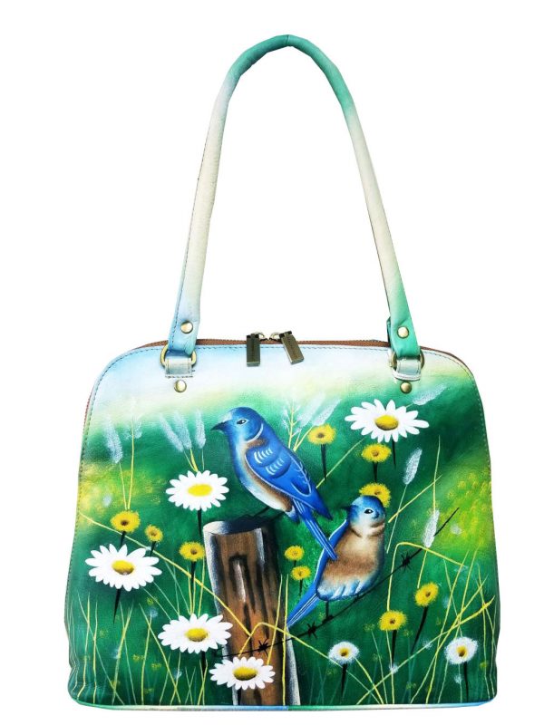 Love Birds Hand Painted Satchel Bag