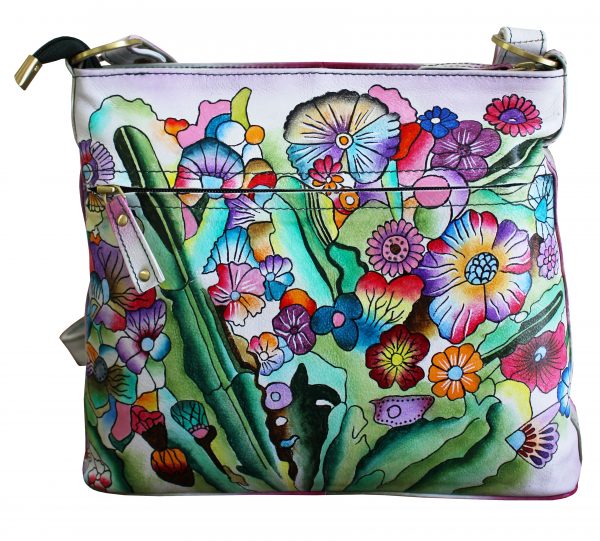 All Over Flowers Hand Painted Shoulder Bag - Image 2