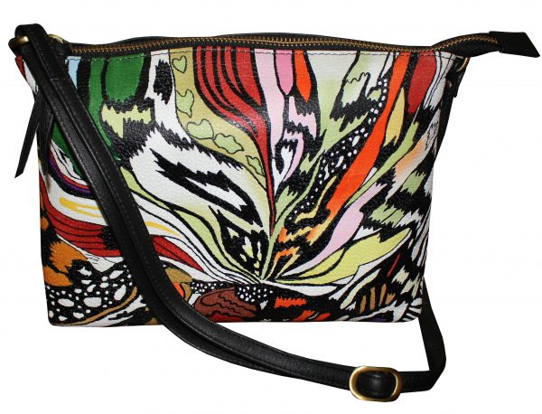 Black Abstract Hand Painted Cross-body Hand Bag